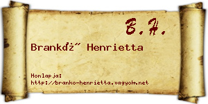 Brankó Henrietta névjegykártya