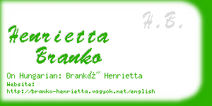 henrietta branko business card